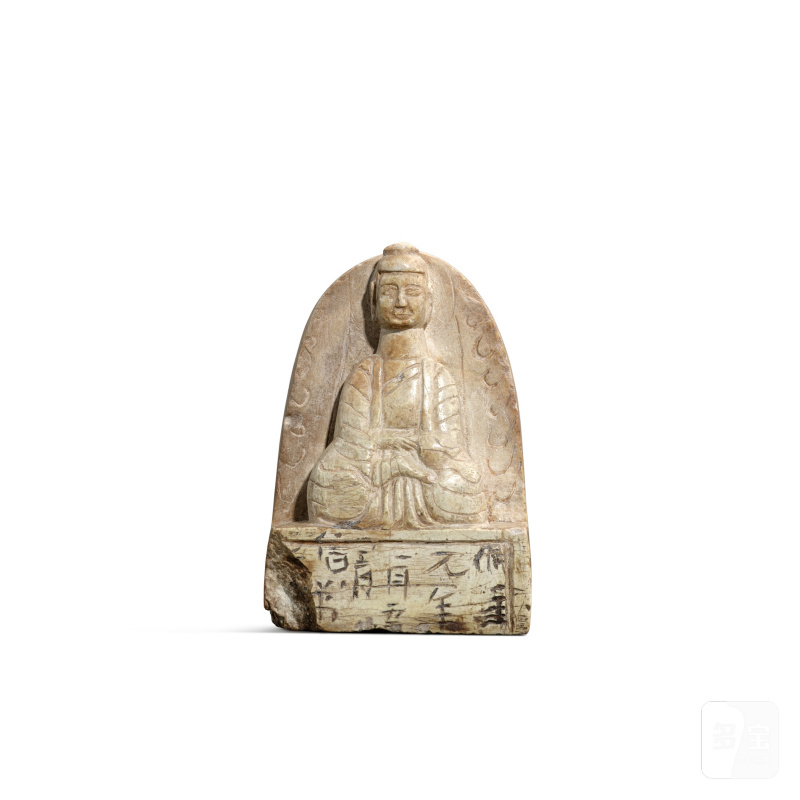 An inscribed marble stele of Buddha, Eastern Zhou dynasty | 東魏 大理石雕坐佛像 - 图1